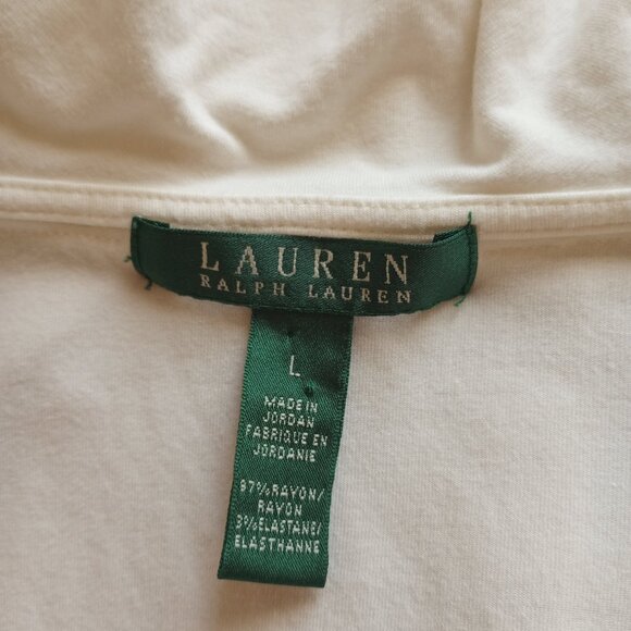 Lauren Ralph Lauren White Ruffle Top Romantic Long Sleeve Blouse Preppy Classic - Picture 2 of 5
